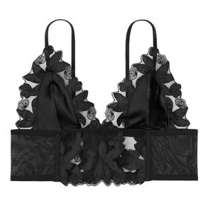 Unlined Embroidered Long Line Bralette Size LG